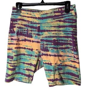 Puma Womens Multicolor Abstract Print Athletic Biker Shorts Size Large Stretch